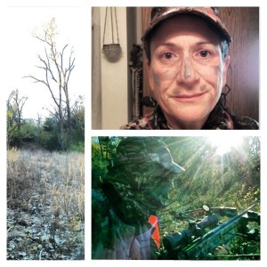 Sitting in my tree-blind with by Challenger crossbow & "inner warrior" blood painted on my face (along with camo paint) waiting for a whitetail.