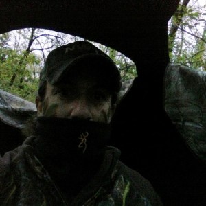 In the blind by 0530 and calling turkey at 0630, using my Illusion box call, Mossberg shotgun in my lap.